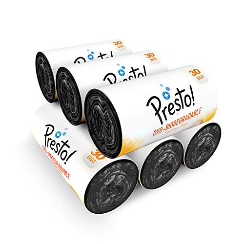 Amazon Brand – Presto! Oxo-Biodegradable Garbage Bags, Small – 30 bags/roll (Pack of 6)