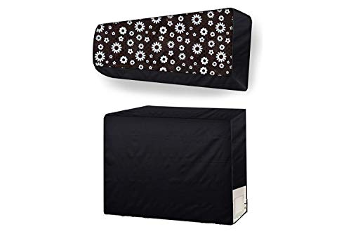 Anpro AC Cover Waterproof Set for 1.5 ton Capacity Indoor and Outdoor Unit, Black.
